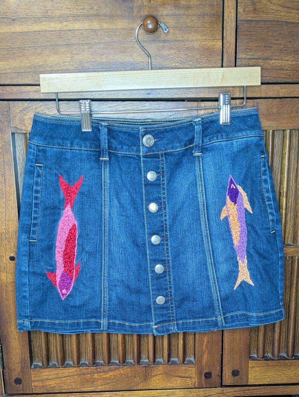 Denim Skirt With Fish Design